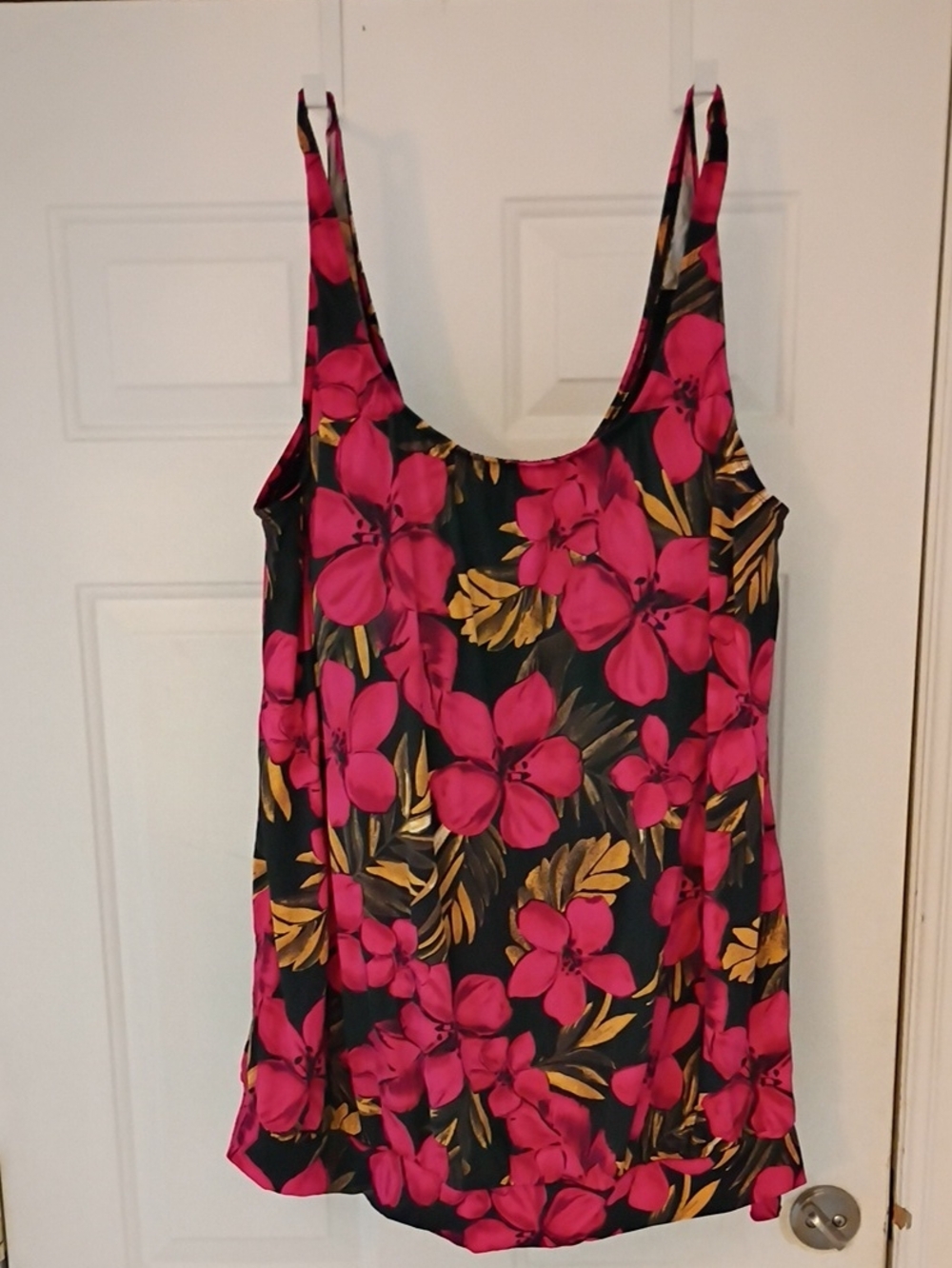 Floral Scoop Neck Swim Tankini Top - Pink Floral